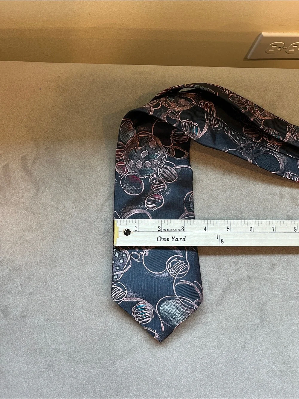 Mario Valentino Black Tie with Pink, Teal, Red Circular Pattern